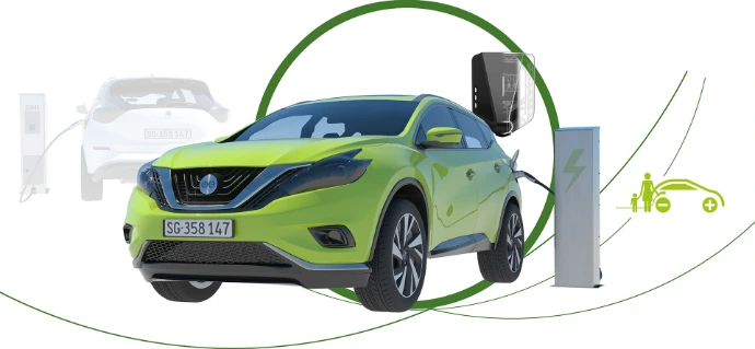 E-Ladestation mit Auto